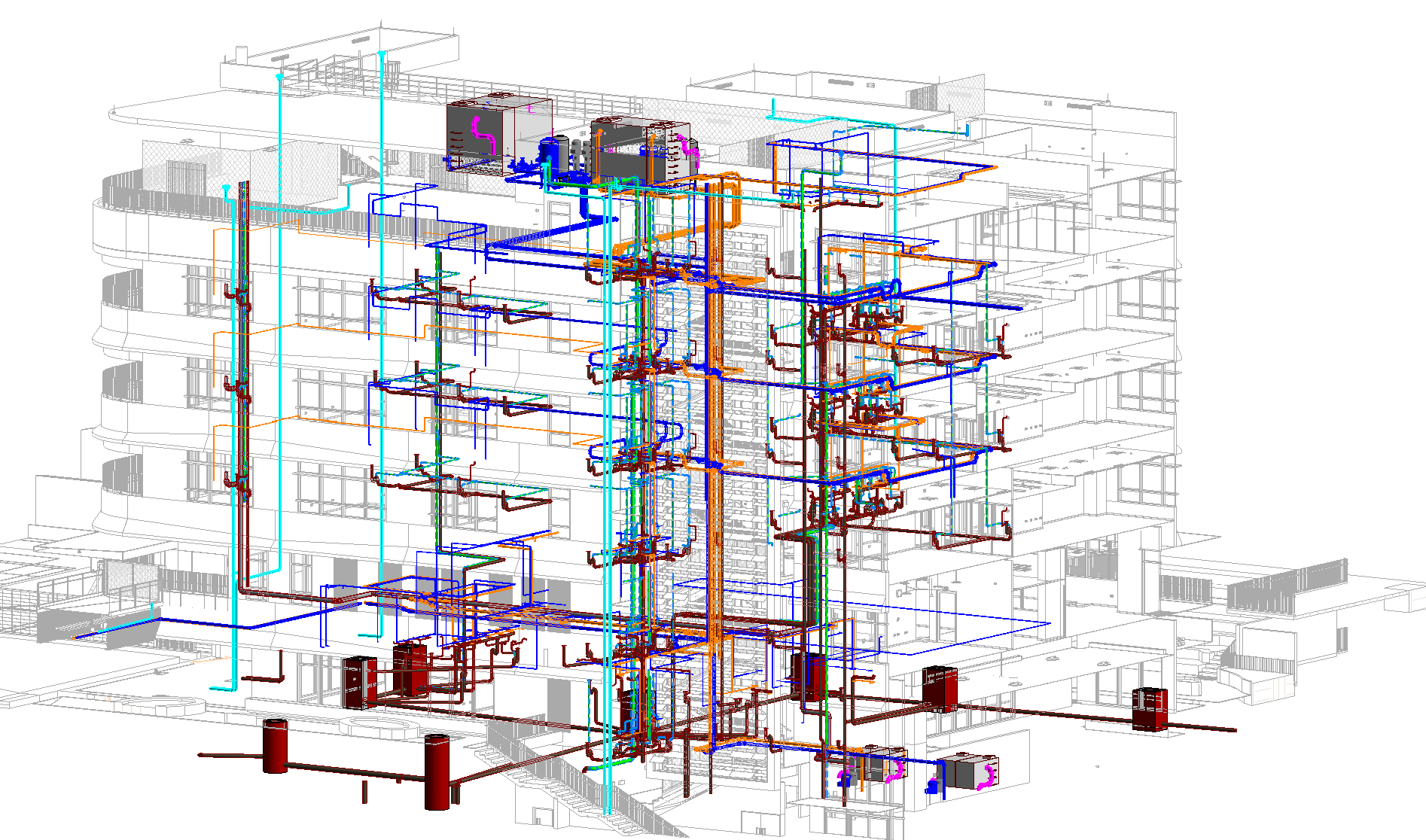 3D BIM visualization sample for potable water pipe coordination
