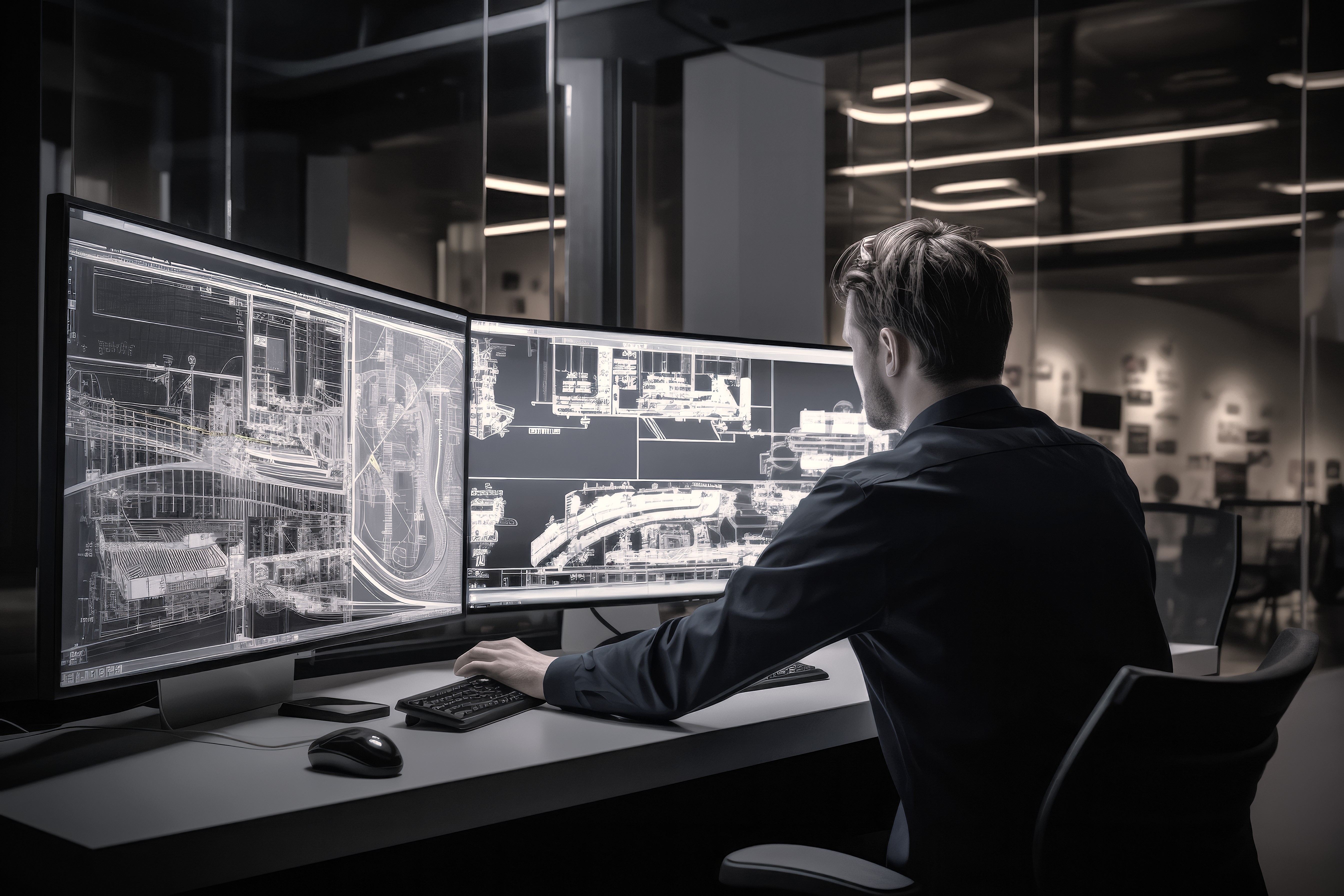 BIM specialist reviewing digital construction drawings