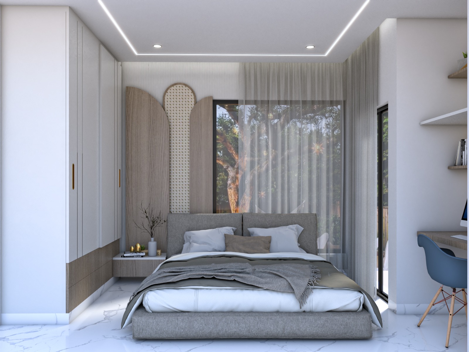 Modern interior finishes and furniture planning